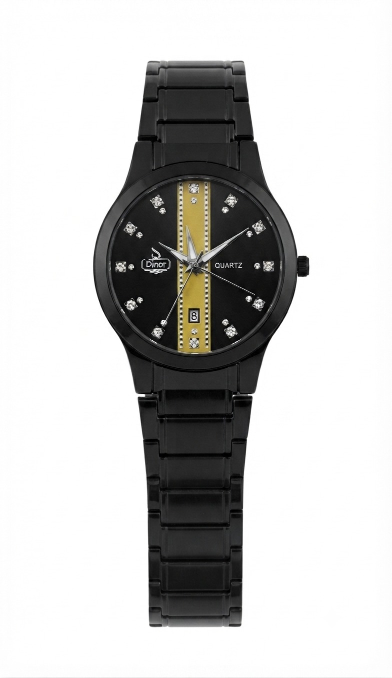 Diner Gold Accent Black Minimalist Watch