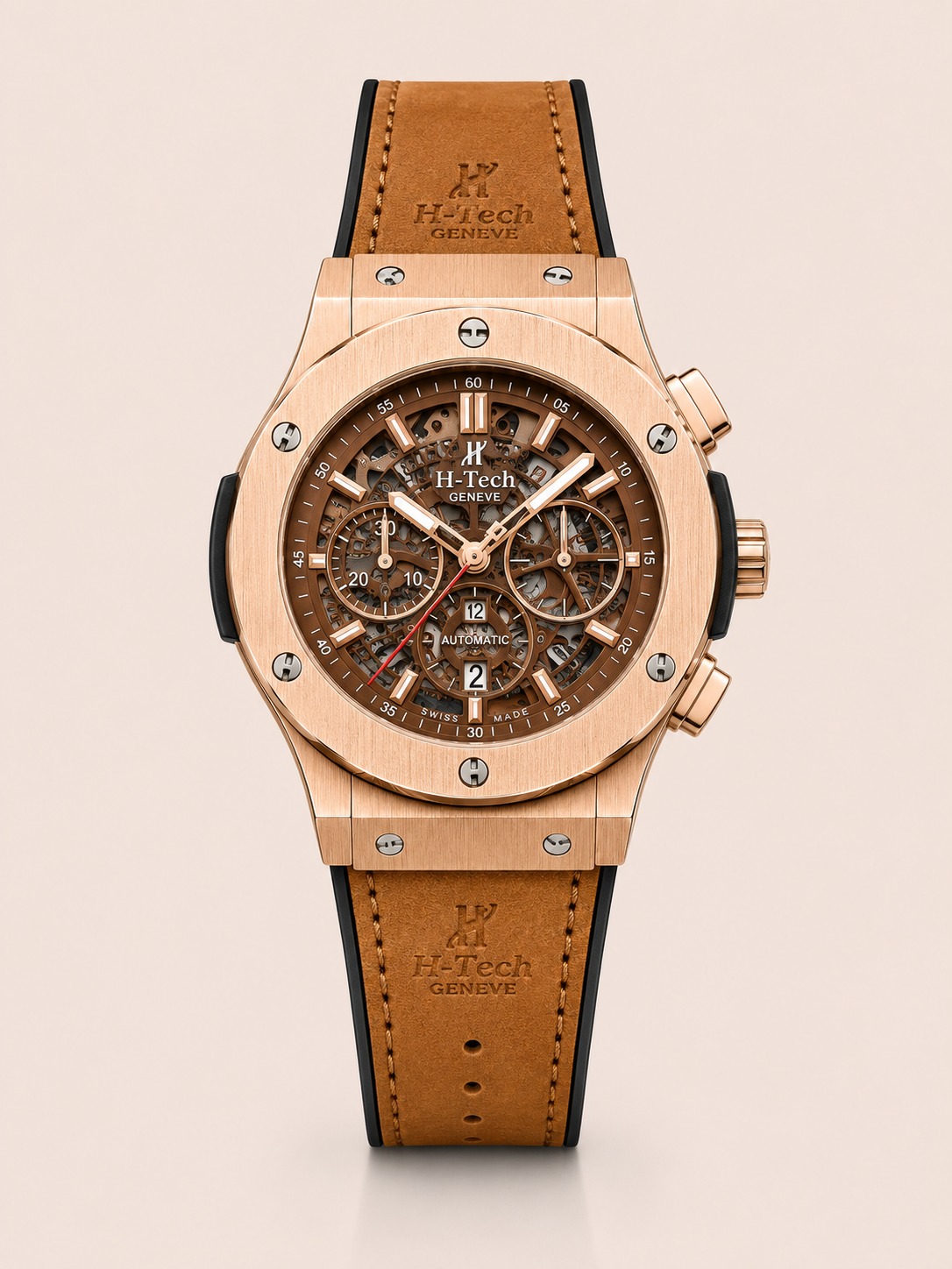 H-Tech Geneve Rose Gold Skeleton Watch